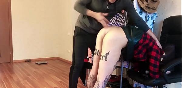  Tattooed Babe Stuck in a Bag and Rough Doggy Anal Husband